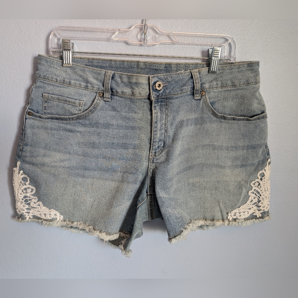 Lace Cut Off Denim Shorts size 12